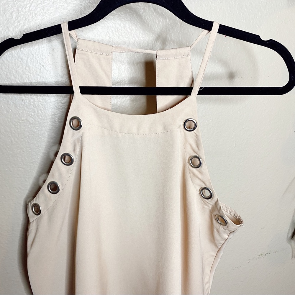 Sans Souci Nude Grommet Open Back Halter Top - Picture 3 of 5